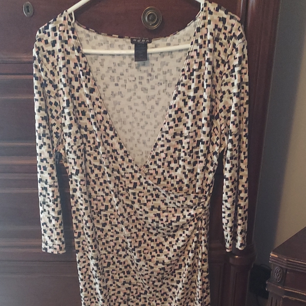 BCBG Paris Multicolor Geometric Long Sleeve Dress